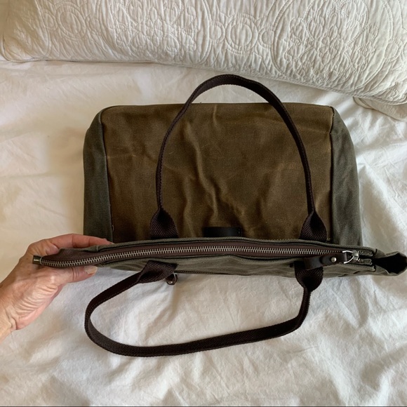 Army Green Khaki Shoulder Tote Bag Purse Top Leather Handle Satchel Handbag - Picture 6 of 11